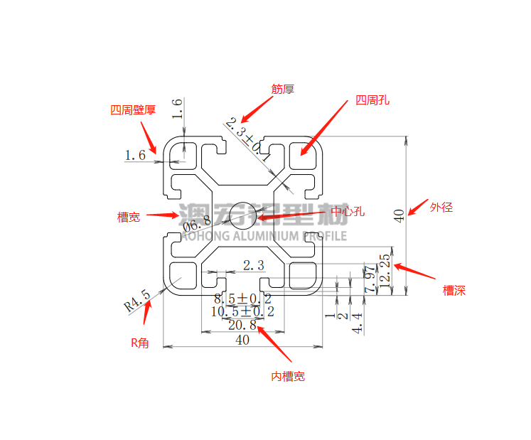 工业铝型材CAD参数